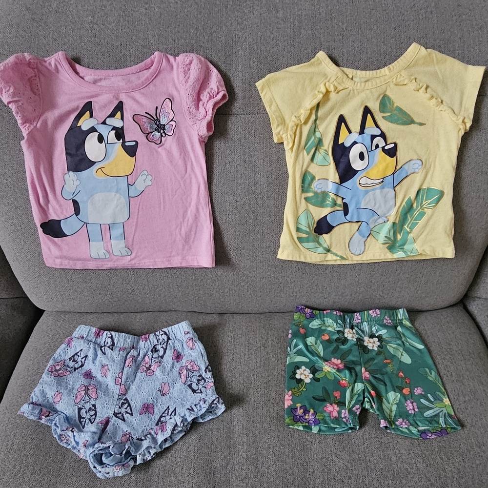 Kids Bluey Cartoon Character Shorts And Top Sets - 2t